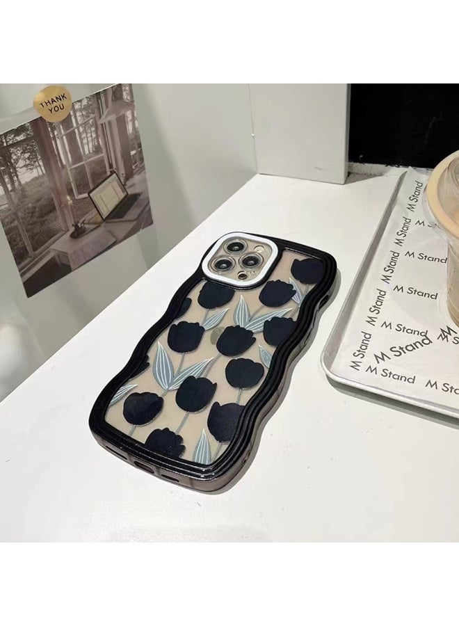 NIBEMINENT Big Waves Protective TPU Case Cover For iPhone 15 Plus, Flower Moon Stream With Black Love Bracelet - Image 2