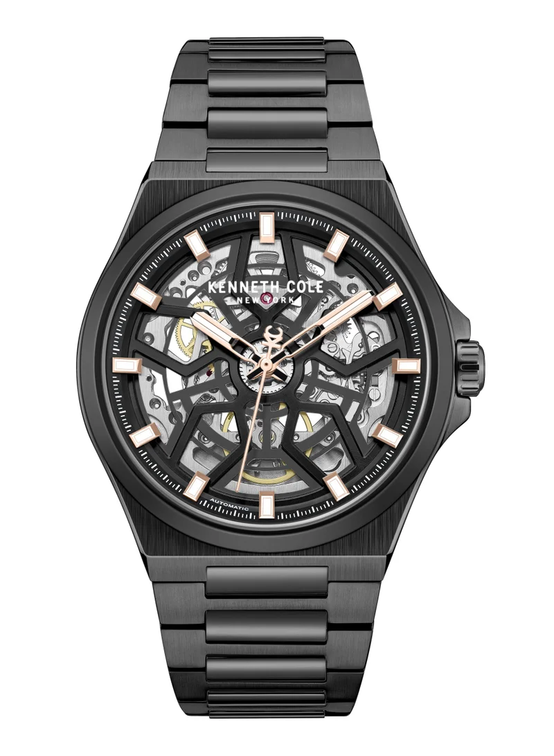 Verrazzano Black Stainless Steel Bracelet Automatic Watch for Men , 43.5mm