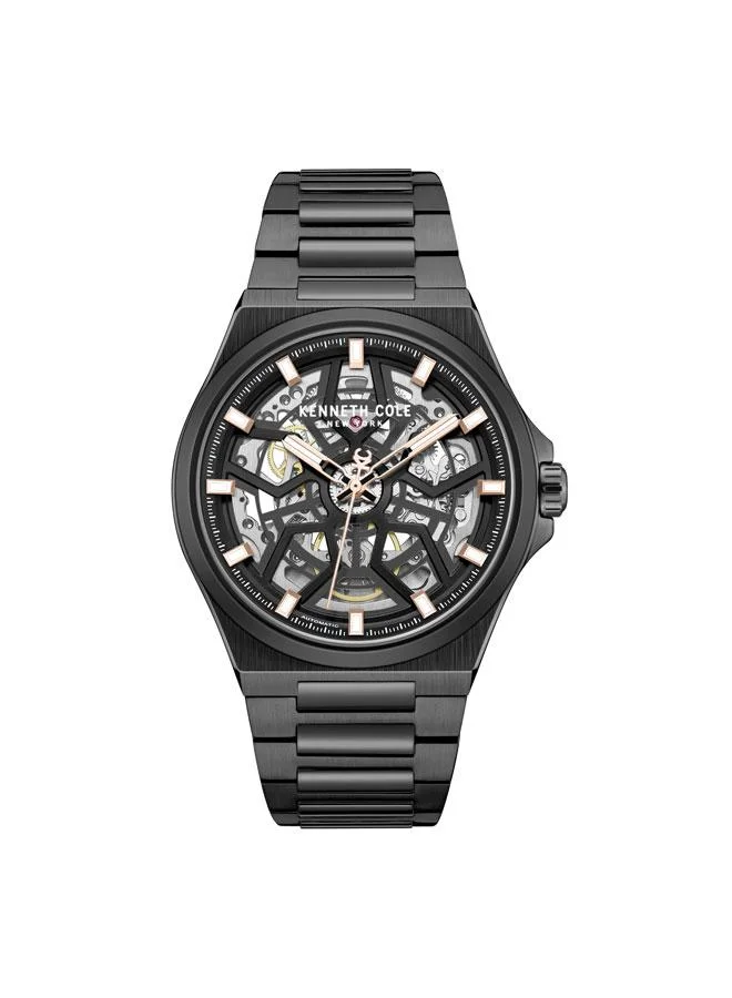 كينيث كول نيو يورك Verrazzano Men's 43.5mm Automatic Watch with Black Dial & Stainless Steel Bracelet