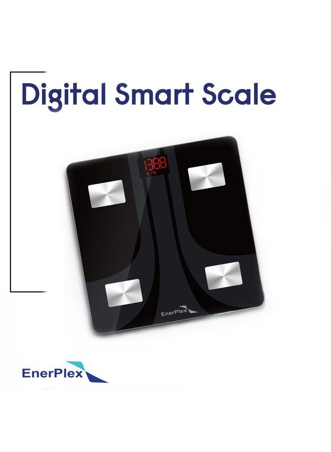 EnerPlex Fit 2020 Model Bluetooth Body Fat Scale, Weight Scales Digital Smart Body Composition Wireless Analyzer BMI Scale Health Monitor with Smartphone APP, 396 lbs BLACK - Image 2