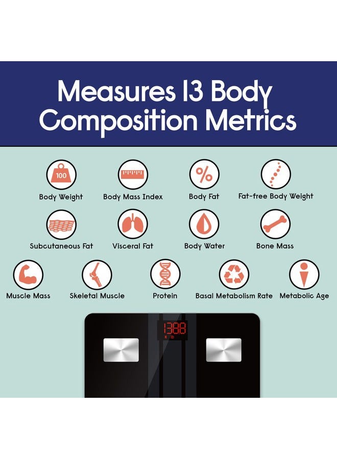 EnerPlex Fit 2020 Model Bluetooth Body Fat Scale, Weight Scales Digital Smart Body Composition Wireless Analyzer BMI Scale Health Monitor with Smartphone APP, 396 lbs BLACK - Image 3