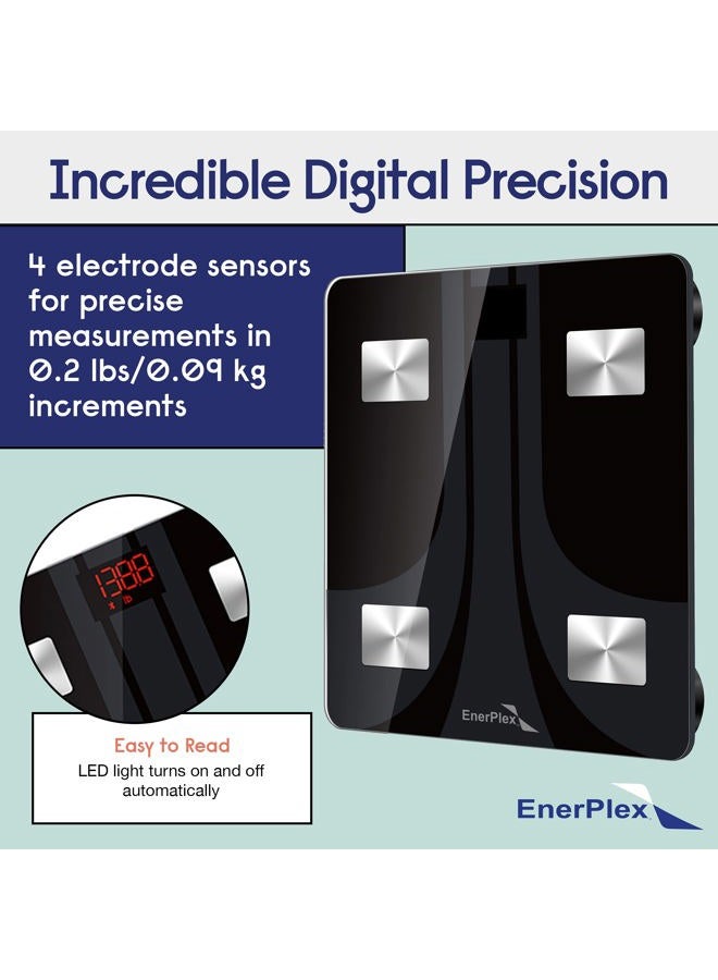 EnerPlex Fit 2020 Model Bluetooth Body Fat Scale, Weight Scales Digital Smart Body Composition Wireless Analyzer BMI Scale Health Monitor with Smartphone APP, 396 lbs BLACK - Image 4