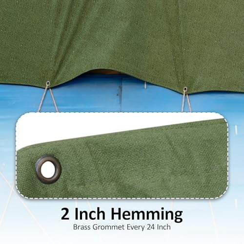 Zuperia Heavy Duty Canvas Tarp (8' x 10' ft - Pack of 2) with Rustproof Grommets, UV Resistant & Tear Resistant Multipurpose Tarpaulin Cover for Outdoor, Industrial & Commercial Use (Olive Green) - Image 4