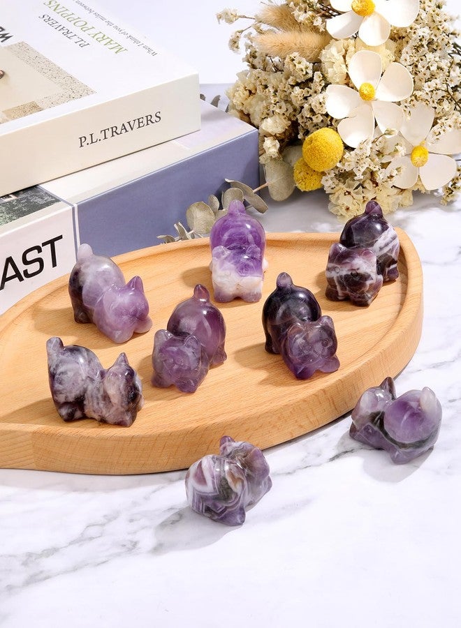 CrystalTears Amethyst Crystal Cat Figurine Carved Healing Crystals Gemstones Cat Animal Statue Cute Cat Ornament for Home Desk Decor Good Luck Cat Gifts for Women Men Christmas 1.6” - Image 5