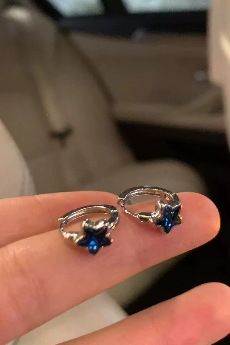 Goolsky Blue Star Hoop Earrings – Trendy 2025 Celestial Studs for Women, Unique Statement Jewelry with Elegant Sparkle  - Image 2