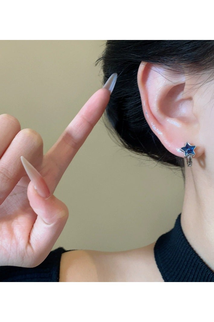 Goolsky Blue Star Hoop Earrings – Trendy 2025 Celestial Studs for Women, Unique Statement Jewelry with Elegant Sparkle  - Image 4