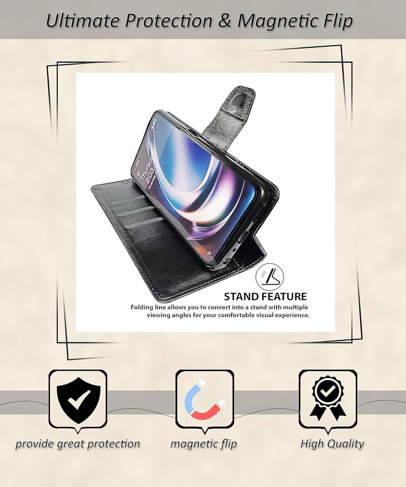 SBMS Flip Cover for Samsung Galaxy A17 5G / Samsung Galaxy F17 5G Back Cover Case with Magnatic Closure | Inbuilt Stand | Card & Money Pocket (Black) - Image 3