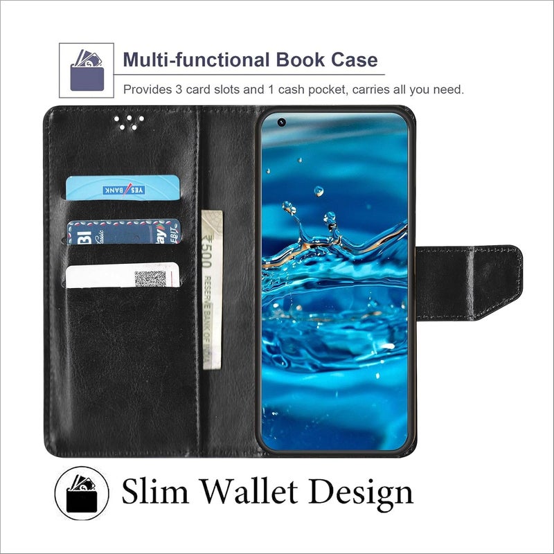 SBMS Flip Cover for Samsung Galaxy A17 5G / Samsung Galaxy F17 5G Back Cover Case with Magnatic Closure | Inbuilt Stand | Card & Money Pocket (Black) - Image 4