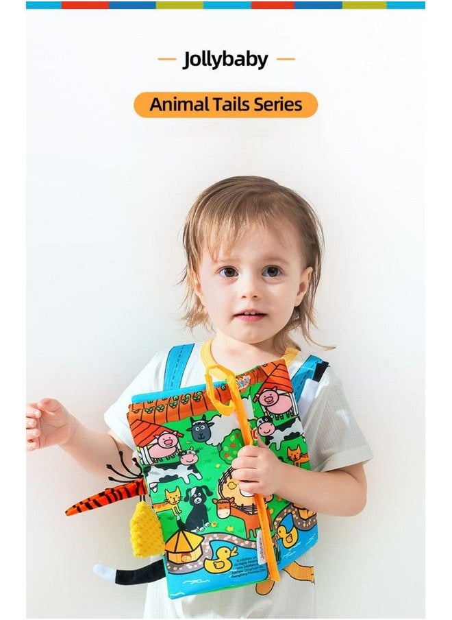 Jollybaby - Baby Cloth Books Touch & Feel Crinkle Soft Books For Infants Babies Toddler Early Educational Interactive Stroller Toys Baby Girl & Boy Gift(Farm Tails) - Image 1