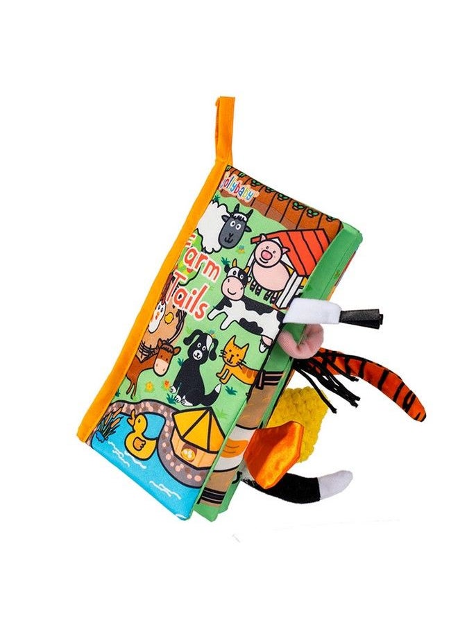 Jollybaby - Baby Cloth Books Touch & Feel Crinkle Soft Books For Infants Babies Toddler Early Educational Interactive Stroller Toys Baby Girl & Boy Gift(Farm Tails) - Image 1