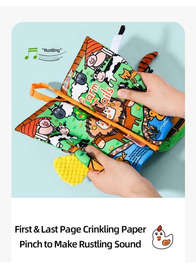 Jollybaby - Baby Cloth Books Touch & Feel Crinkle Soft Books For Infants Babies Toddler Early Educational Interactive Stroller Toys Baby Girl & Boy Gift(Farm Tails) - Image 1