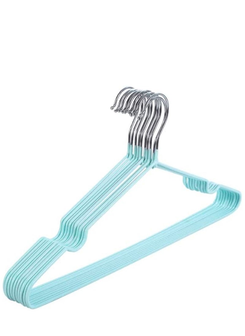 SAQOWARE 10 Pcs Non-Slip Stainless Steel Hangers with Powder Coated | Metal Hangers, Slim Space Saving Design, Strong and Durable Garment Hangers for Suits,Jackets,Pants and Clothing Care (Multicolours)  - Image 1