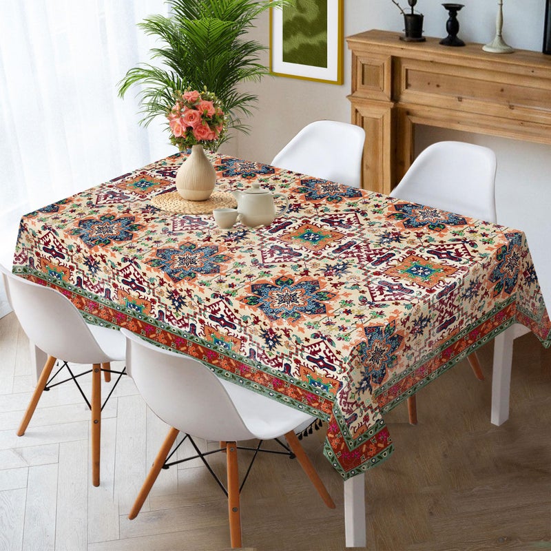 Hexagram Boho Tablecloth 60x84 Inches Rectangle Fall Rustic Vintage Waterproof Table Cloth for Kitchen Home Party Dinner Decorations - Image 4