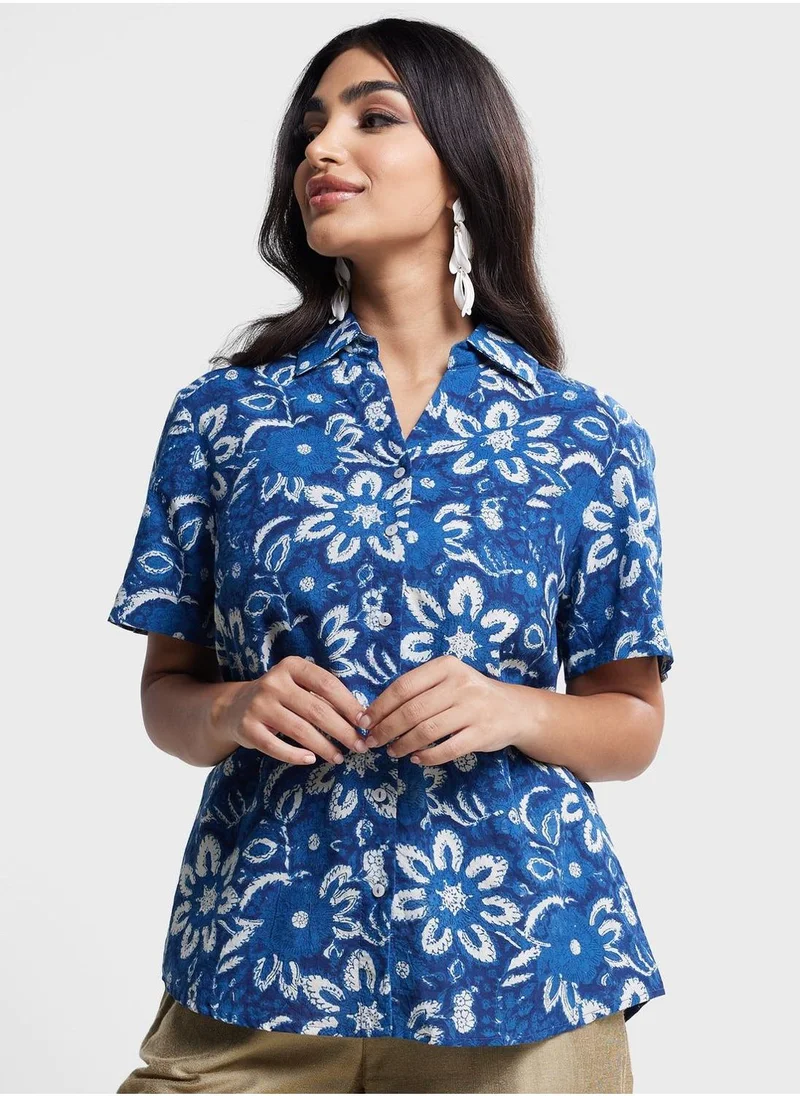 Fabindia Button Down Floral Print Shirt