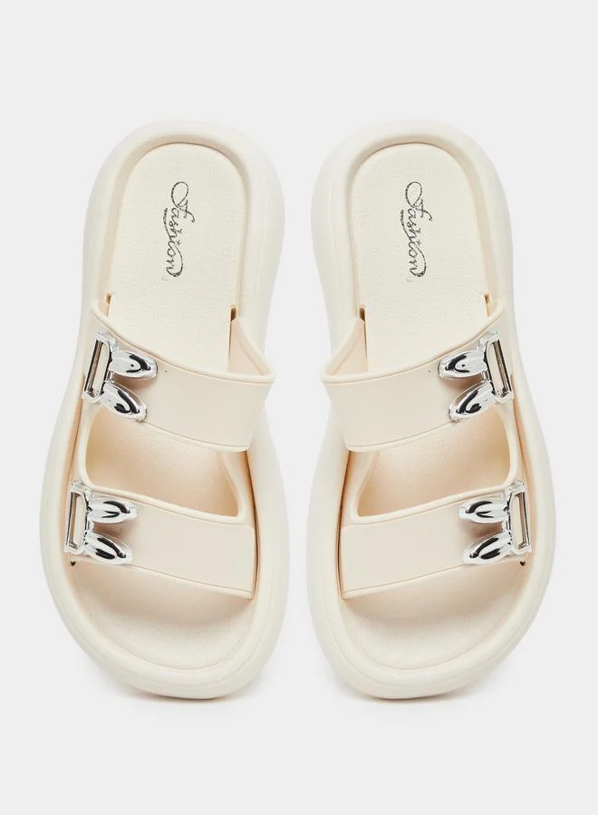 Take Two Take Two Double Buckle Detail Slip On Slippers