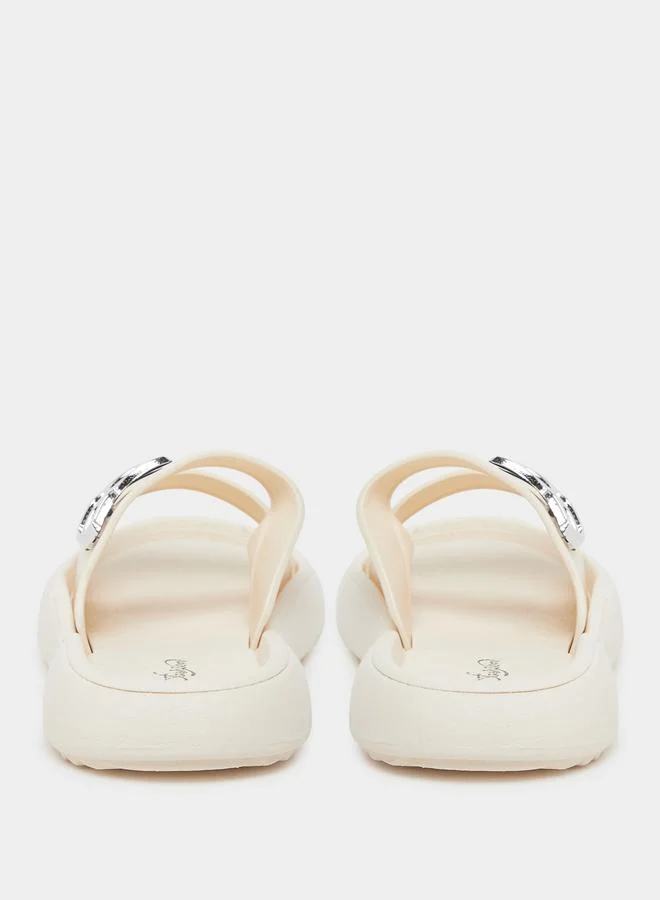 Take Two Take Two Double Buckle Detail Slip On Slippers