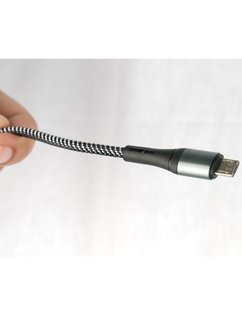 AFRA USB Charging Cable, 2.4A, Nylon-Braided Jacket, With Data Transmission, USB A to Micro-USB, 1 meter length, Durable, Tangle Free, Auto-Disconnect Function, LED Indicator