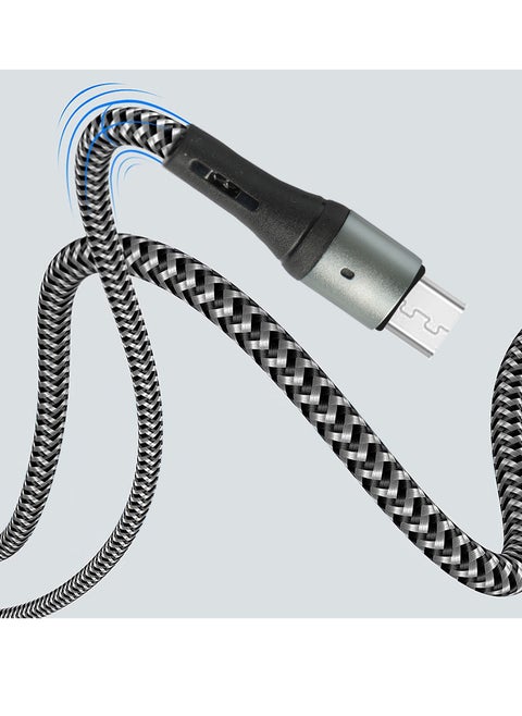 AFRA USB Charging Cable, 2.4A, Nylon-Braided Jacket, With Data Transmission, USB A to Micro-USB, 1 meter length, Durable, Tangle Free, Auto-Disconnect Function, LED Indicator