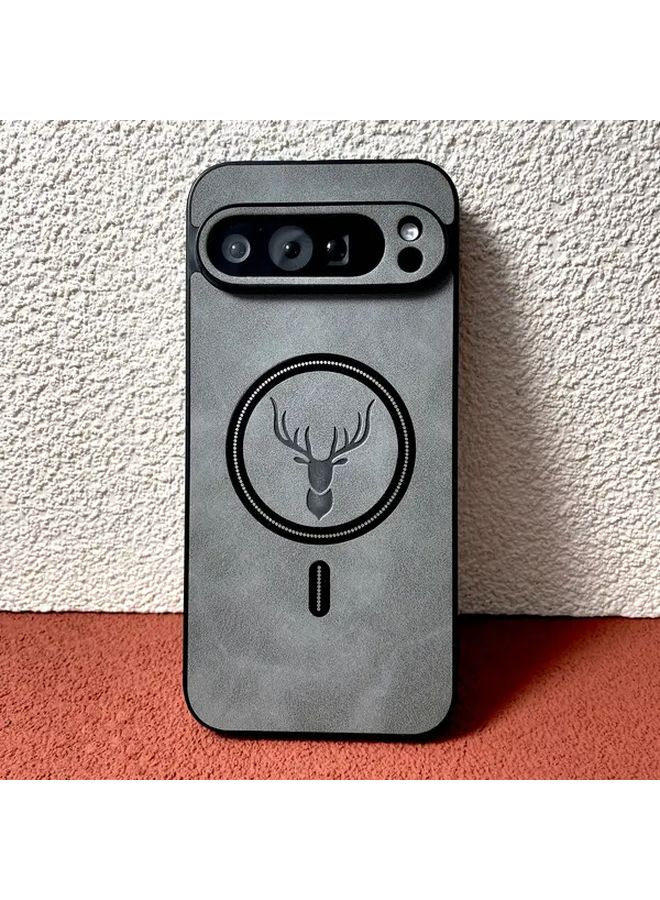 Light Blue Faux Leather Deer Head Phone Case For Google Pixel 7 Anti Fingerprint Wireless Charging Protection - Image 5