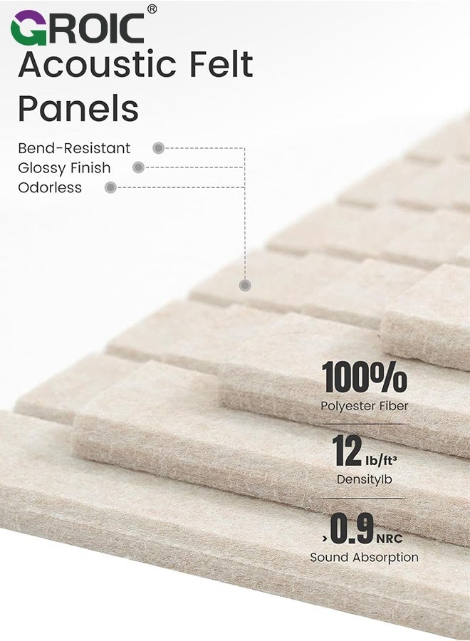 GROIC 6Pcs Large Cork Board, Felt Acoustic Panels, 30x30CM, Self-Adhesive Grooved, Vertical Strip Polyester Fiber Soundproof , Office Cinema Music Room Wall Decor, Felt Wall Backdrop, Dark Camel - Image 4