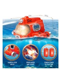 Excefore Remote Control Boat for Kids 6+, 2.4GHz Mini RC Boat with Spray Water Pump and LED Lights, Lakes & Swimming Pool Toys, 2 Rechargeable Batteries (Red)  - Image 2