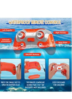 Excefore Remote Control Boat for Kids 6+, 2.4GHz Mini RC Boat with Spray Water Pump and LED Lights, Lakes & Swimming Pool Toys, 2 Rechargeable Batteries (Red)  - Image 4