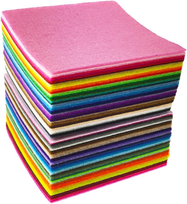 flic-flac 88pcs 4 x 4 inches (10 x 10cm) Assorted Color Mini Felt Fabric Sheets Patchwork Sewing DIY Craft 1mm Thick - Image 1