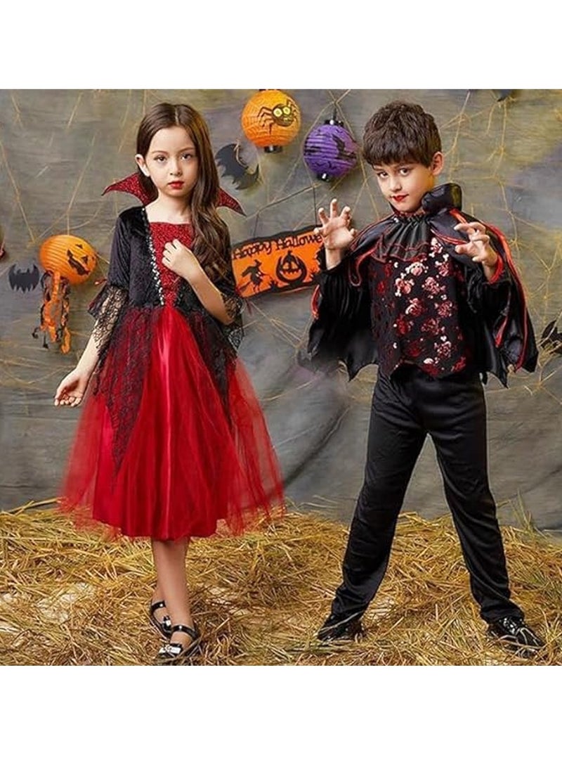 Brain Giggles Kids Girl Vampire Dress Fancy Costume Cosplay for Cosplay Dress Up Party Role Playing - Large - Image 4