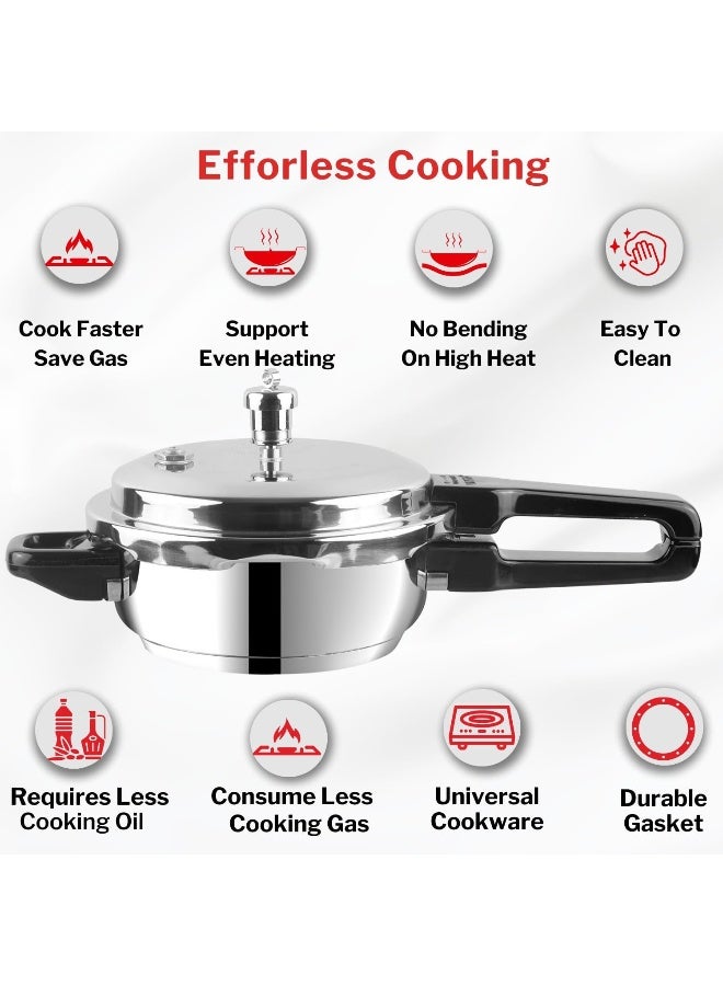 VINOD 18/8 Stainless Steel Pressure Cooker 3.5 Litres | Deep Frypan| Sandwich Bottom | Induction & Gas Stove Friendly | Sturdy Handle|ISI & CE Certified - Image 5