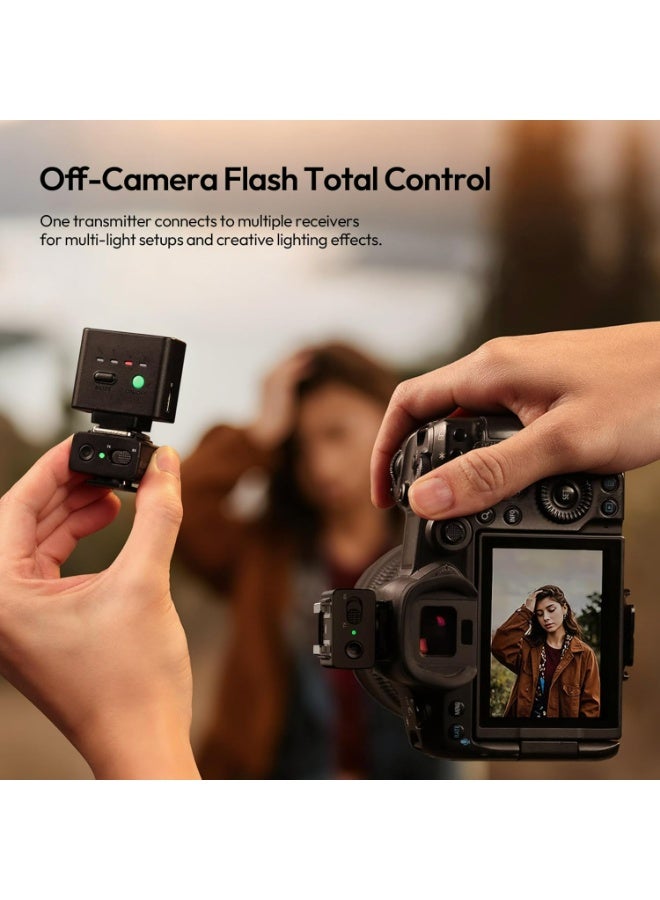 يولانزي جهاز إرسال واستقبال فلاش لاسلكي ULANZI LA10 صغير الحجم لكاميرات DSLR من سوني، كانون، نيكون، فوجي فيلم، وأوليمبوس - يدعم تردد 2.4 جيجا هرتز، وفلاشات خارجية، وقاعدة تثبيت فلاش عالمية، وإعدادات إضاءة متعددة. - Image 3