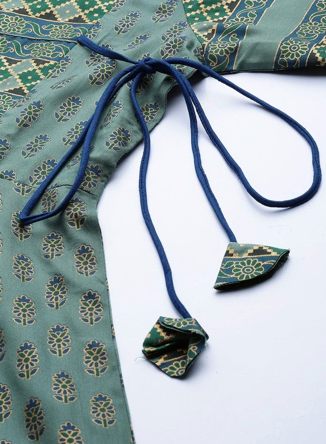معرض ياش قميص أناركالي نسائي مطبوع عليه زهور من قماش الرايون من ياش جاليري (1359YKGREEN_Green_X-Large) - Image 5