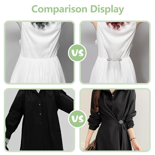 ROPAKED 3 Pcs Cinch Clips Vintage Dress Clips Back Cinch Elastic Shawl Cardigan Collar Clip Fit Sweater Waist Cincher Clip Pant Waist Tightener Clothes for Women - Image 2