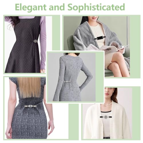 ROPAKED 3 Pcs Cinch Clips Vintage Dress Clips Back Cinch Elastic Shawl Cardigan Collar Clip Fit Sweater Waist Cincher Clip Pant Waist Tightener Clothes for Women - Image 5