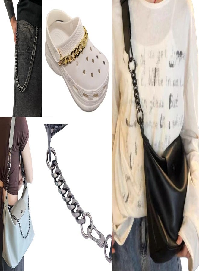 VersaKits Chunky Cuban Chain Charm Purse Strap Aluminum Chain Extender Accessory 15-1/2 Inch Matte Black Chain Decoration Pants Chain Shoe Chain Dog Collar Chain - Image 5