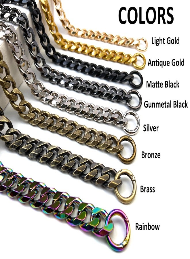 VersaKits Chunky Cuban Chain Charm Purse Strap Aluminum Chain Extender Accessory 15-1/2 Inch Matte Black Chain Decoration Pants Chain Shoe Chain Dog Collar Chain - Image 3