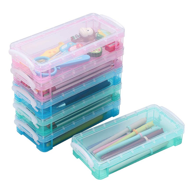 BTSKY Large Capacity Pencil Box Office Supplies Storage Organizer Box Brush Painting Pencils Storage Box Watercolor Pen Container Drawing Tools3 Colors 6 Pack - Image 2