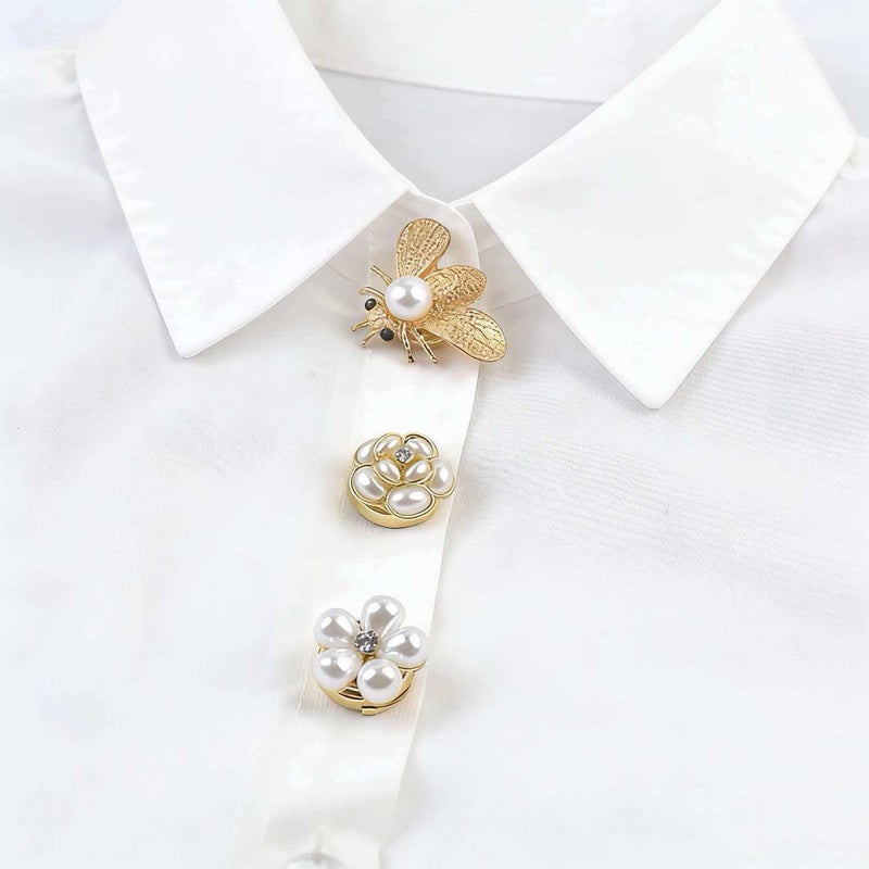 ofeankri European and American Fashion Shirt Buttons, Retro Foldable Button Cover for Collar and Cuff Decoration - Image 1