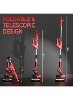 GearZone GearZone 800W Drywall Sander, Electric Drywall Sander with Vacuum Dust Collection, LED Light, Variable Speed 800-1800RPM, Foldable & Extendable Handle, 50pcs Sandpaper-Red  - Image 5