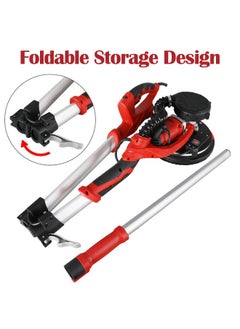 GearZone GearZone 800W Drywall Sander, Electric Drywall Sander with Vacuum Dust Collection, LED Light, Variable Speed 800-1800RPM, Foldable & Extendable Handle, 50pcs Sandpaper-Red  - Image 4