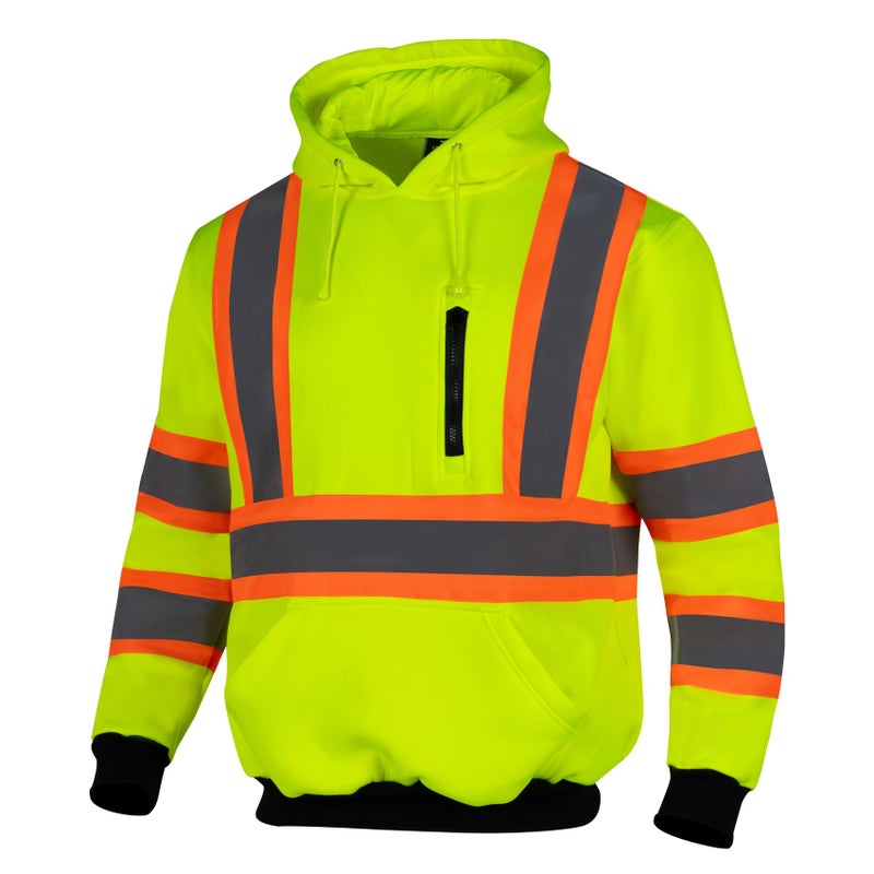 VENDACE High Visibility Hoodie for Men ANSI Class 3 Reflective Safety Hi Vis Fleece Sweatshirt Work Construction(Yellow,L) - Image 1