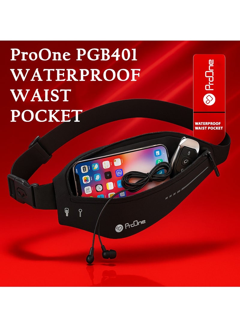جيب خصر رياضي مقاوم للماء من ProOne PGB401 - حزام جري رفيع للغاية للنساء والرجال - الركض والتدريب ومعدات/ملحق حقيبة صغيرة للعداء - حزام خصر للهاتف المحمول (رمادي)