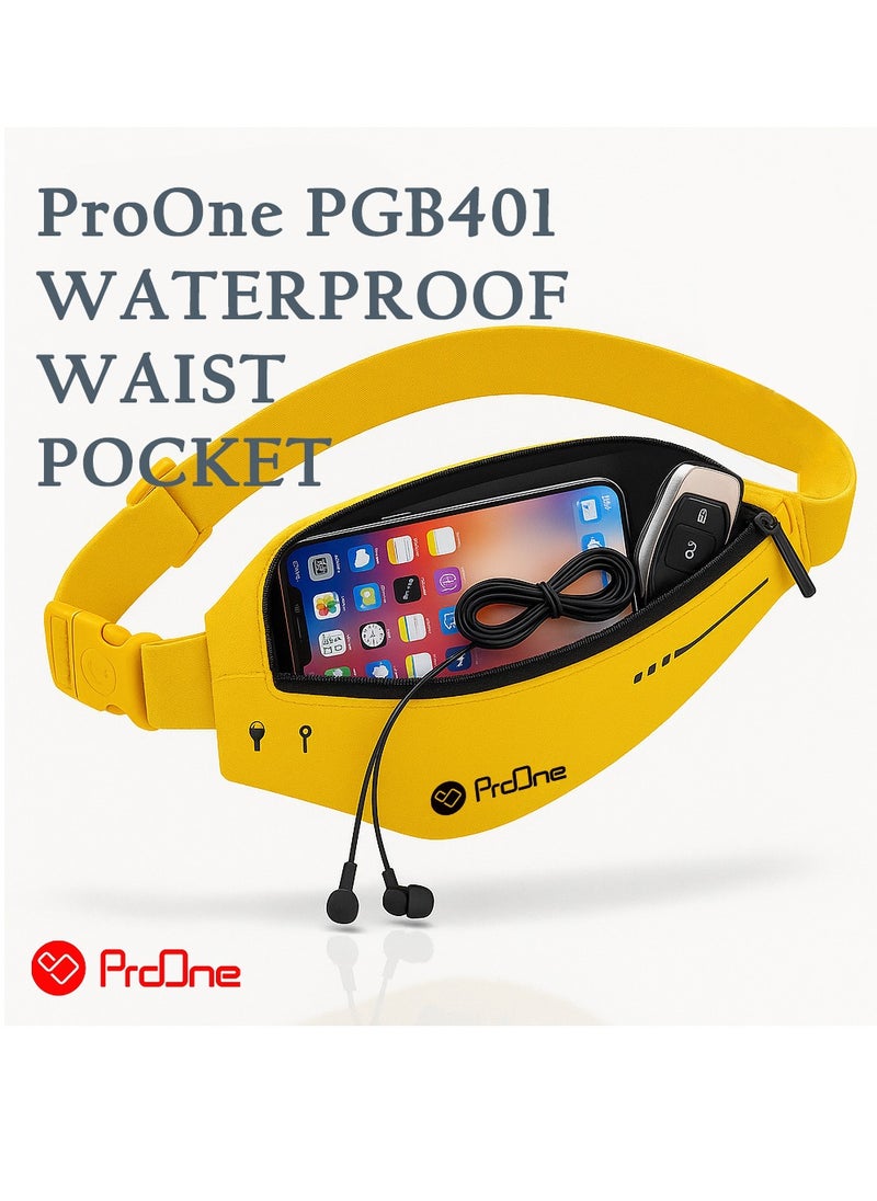جيب خصر رياضي مقاوم للماء من ProOne PGB401 - حزام جري رفيع للغاية للنساء والرجال - الركض والتدريب ومعدات/ملحق حقيبة صغيرة للعداء - حزام خصر للهاتف المحمول (رمادي)
