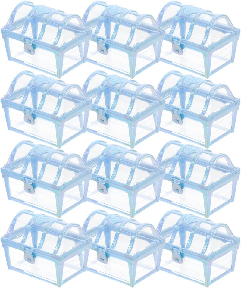 IDEANATEGRATE 12pcs Pearl Color Chest Candy Boxes Plastic Party Favor Treat Holders Portable Chocolate Wrapping Boxes for Pirate Birthday Decorations - Image 1