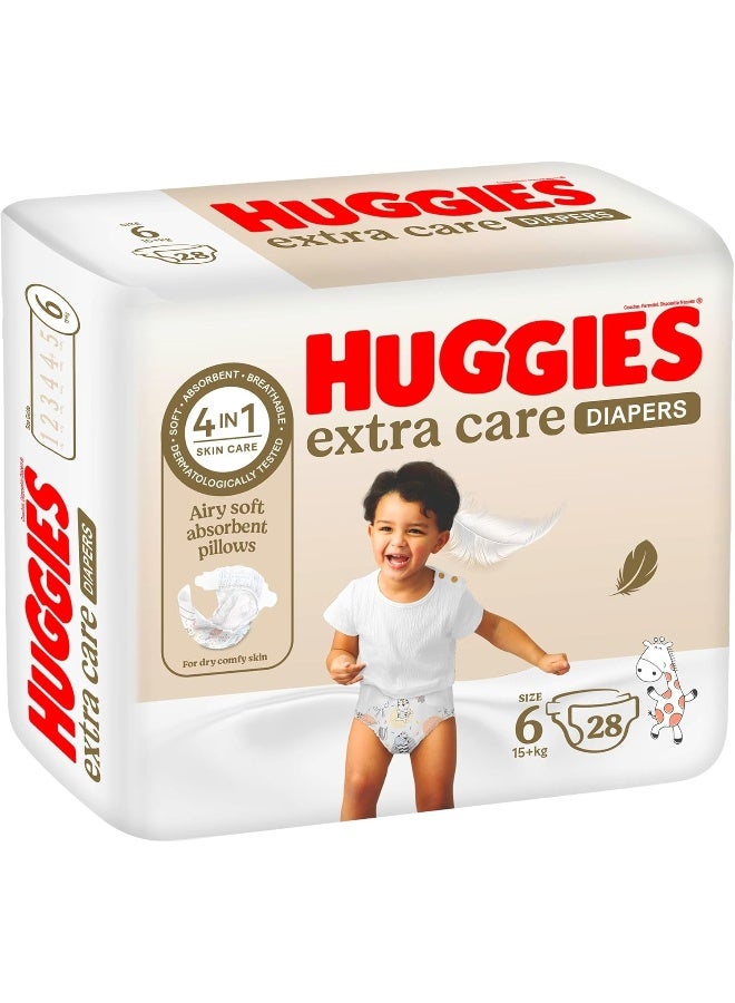 Huggies Extra Care, Size 6, 15+ kg, Value Pack, 28 Diapers - Image 2