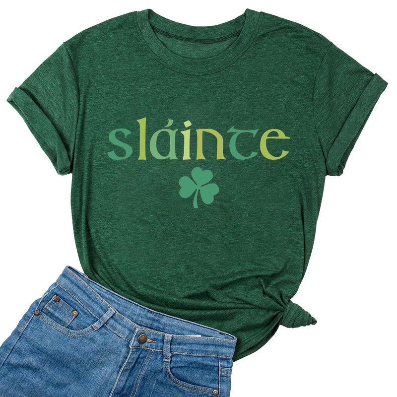 Yimoya St Patricks Day Shirt Women Irish Slainte Shirts Everybody in The Pub T Shirts Lucky Shirts (Green-Slaince, L)