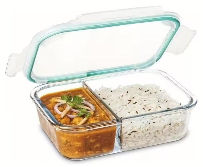 FALMER 1 Pack 2-Compartment Glass Meal Prep Containers 700 ml Airtight Glass Lunch Containers, Glass Food Storage Containers with Lids, Suitable for Microwave, Oven, Freezer and Dishwasher - Image 1