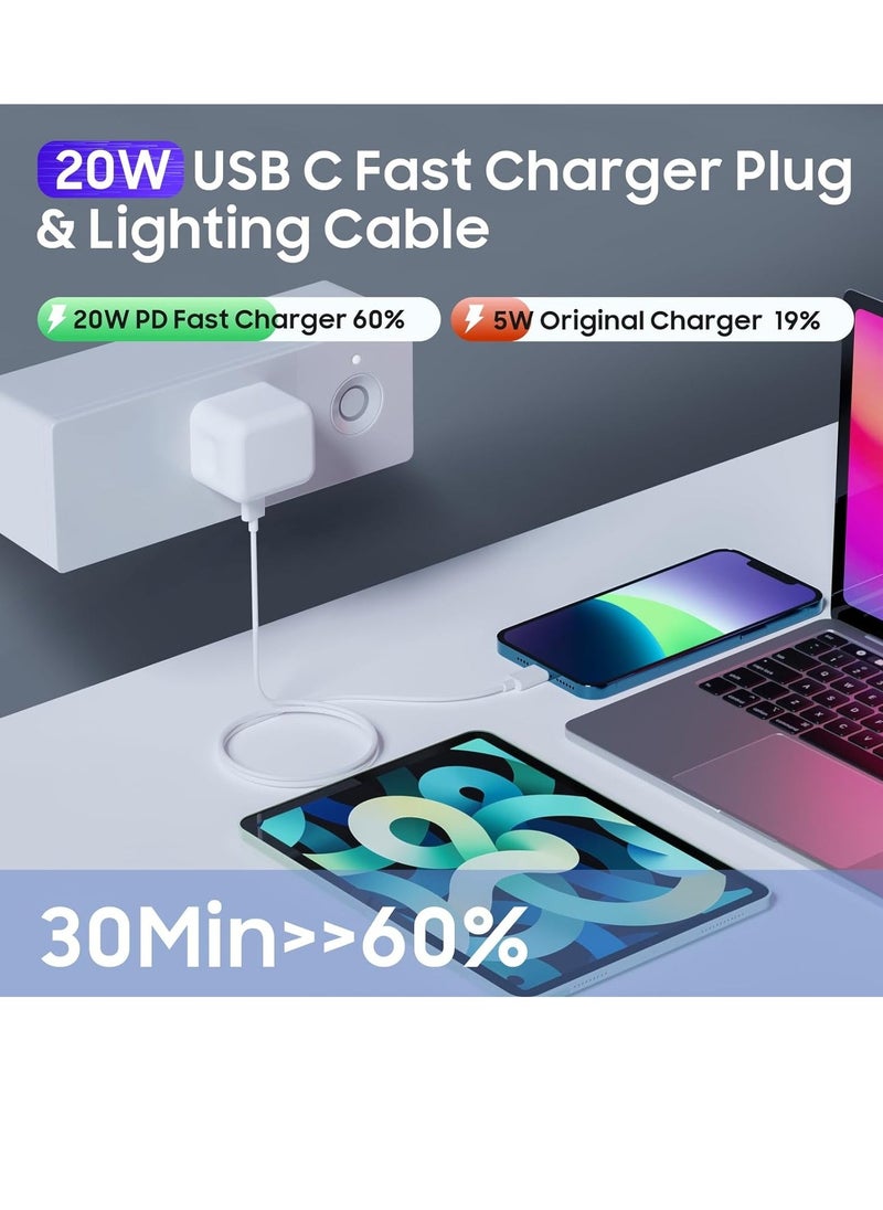 BGM - Fast Charger Plug, 20W USB C Fast Charger with 1M Cable for iPhone 14 13 12 Pro Max/Mini/Plus,Pad Pro,USBC PD Wall Charging Plug UK Type C Power Adapter and 6FT Cord - Image 1