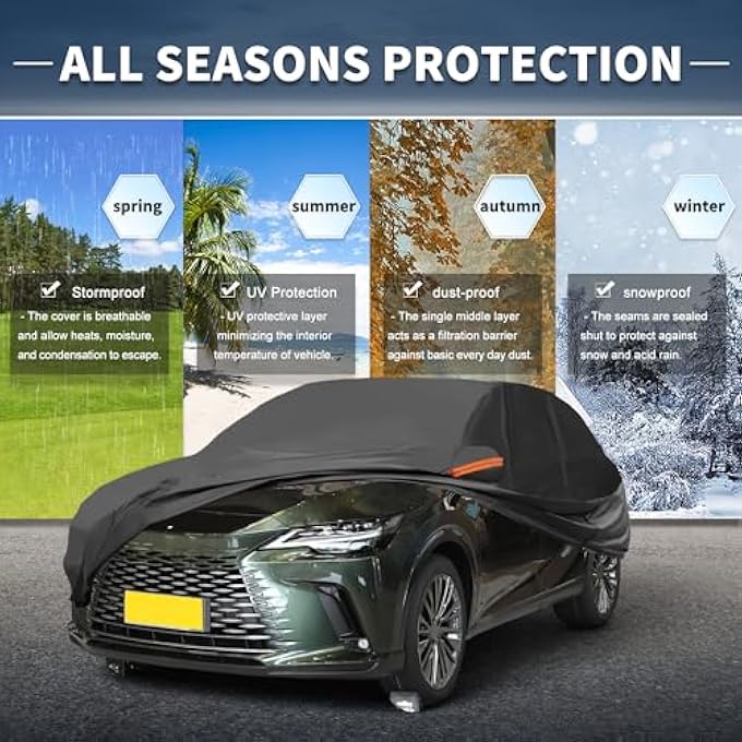 rayihni Car Cover Outdoor Waterproof Sun Rain Snow Hail Protection with Left Side Zipper 210D-PU for Lexus RX - Image 3