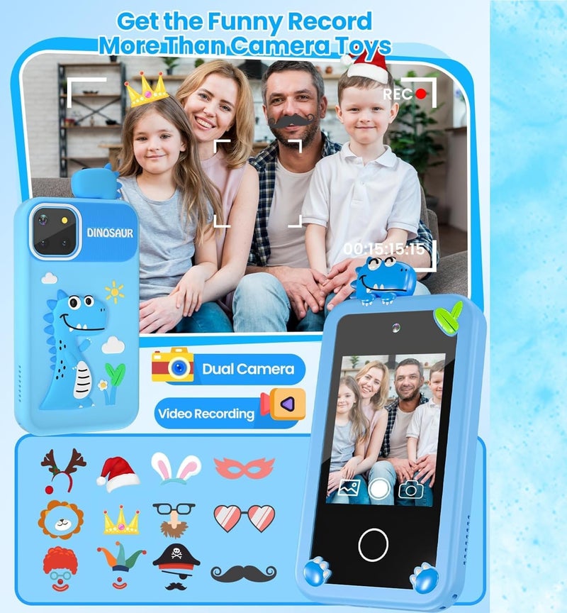 ARSH Kids Smart Phone Toy, Children Cell Phone with Touchscreen Dual Camera MP3 Music Player Toddler Mobile Phone with 32GB TF Card (Blue) - Image 4