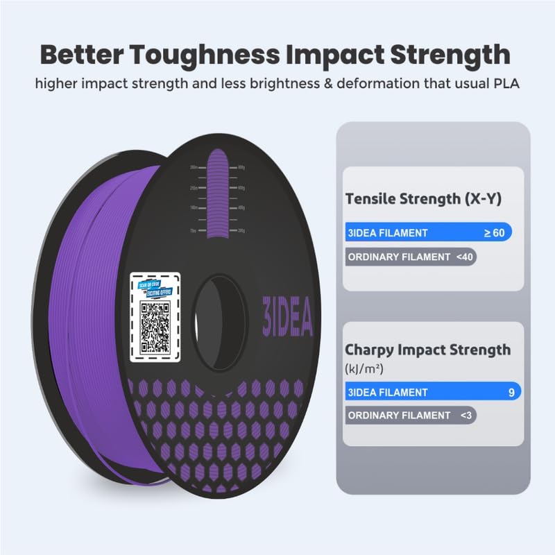 3Idea Premium PLA+ (Purple) 3D Printer Filament 1.75mm Dimensional Accuracy +/- 0.03mm Net Weight- 1 KG - Image 5